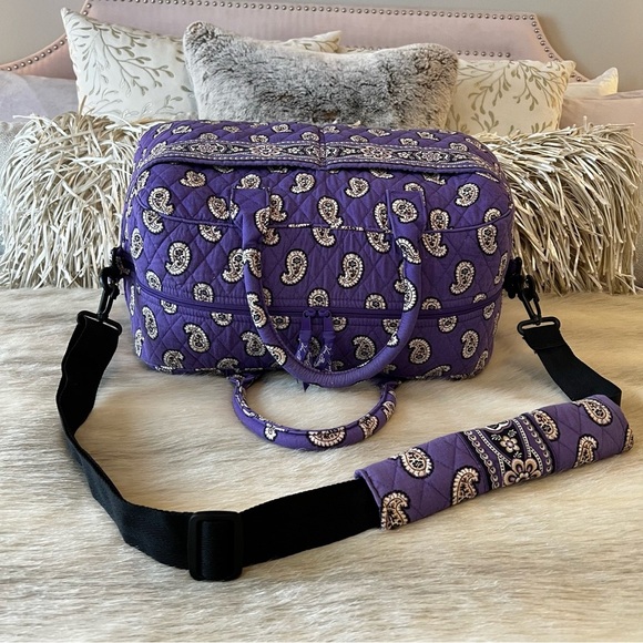 VERA BRADLEY Simply Violet 2010 Weekender Bag Purple Paisley Bandana Y2K Travel - Picture 12 of 16